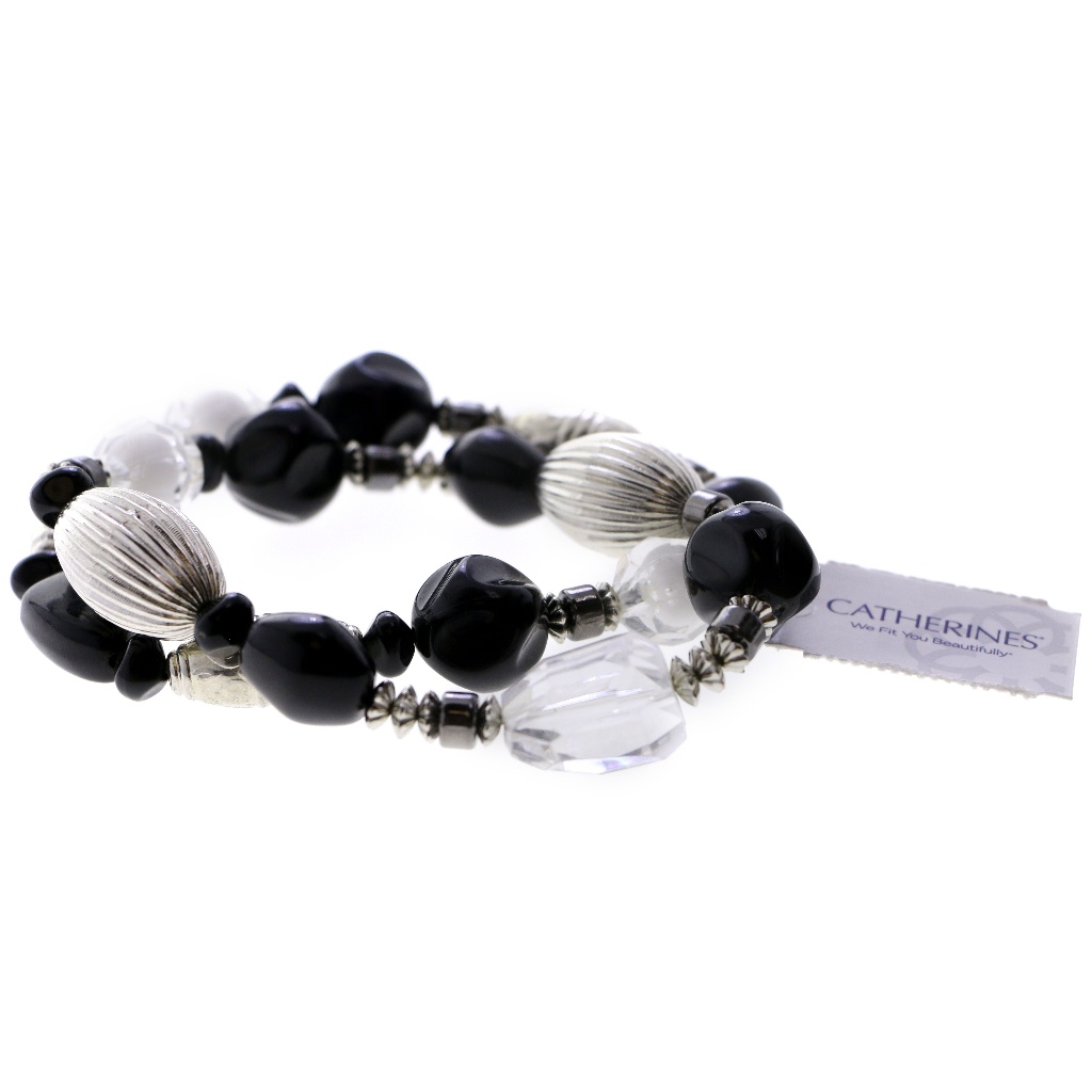 Stretch Bracelet Set Black Silver Nwot 14$